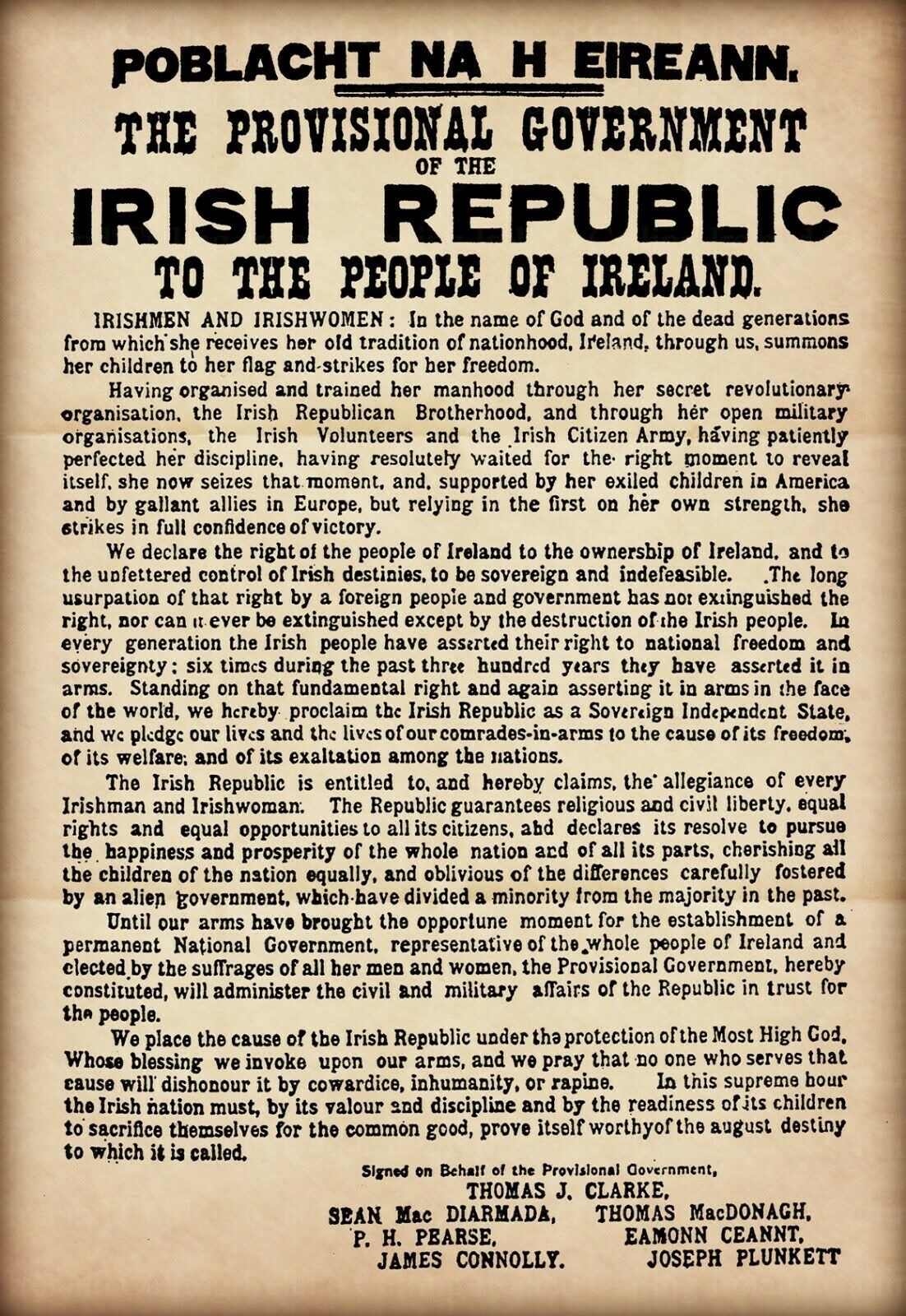 1916 The Proclamation of the Irish Republic A3 Poster in English & Irish Poster 